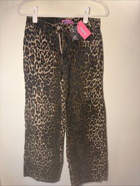 NEW Never Worn. Size S. Leopard Print Wide-Leg Women’s Jeans - Brown/Black